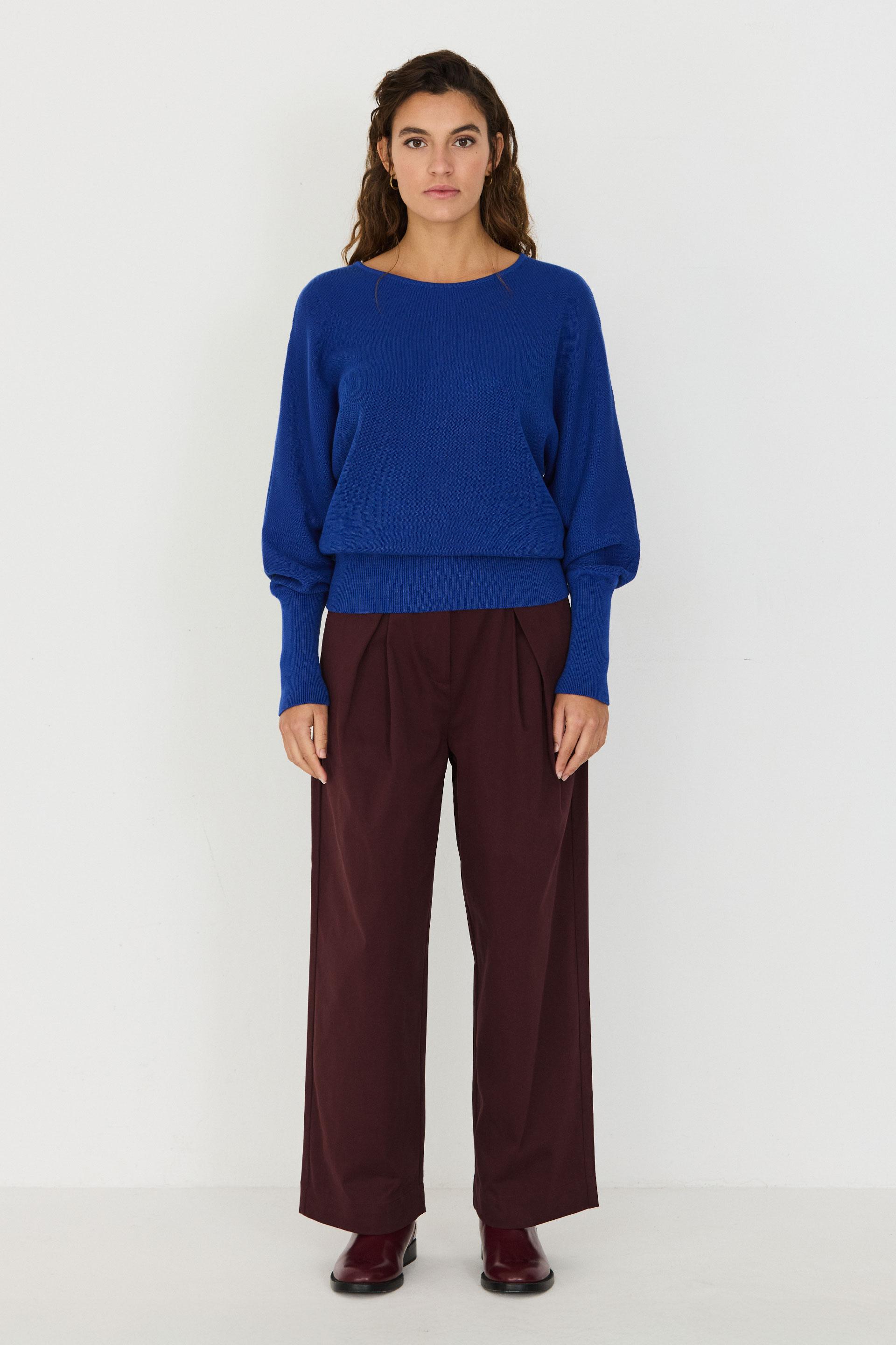 SKFK Ibar GOTS Sweater Damen Pullover Bio Baumwolle blau